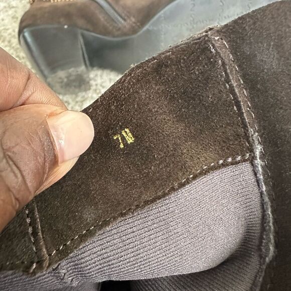 Vaneli Brown Suede Studded Ankle Boots 7 - Picture 9 of 9